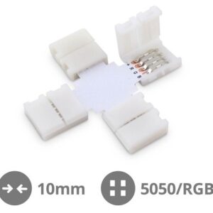 Conector União em Forma de X 10mm (SMD5050/RGB) p/ Fita de LEDs - GSC