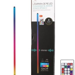 Candeeiro de P? LED 18W RGB + 6500K c/ Comando e Sensor de Som - HOMEPLUSS