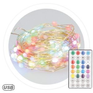Serie 10 LED?s RGB Natal USB c/ Comando 32 Efeitos (9,9 mts) - GSC