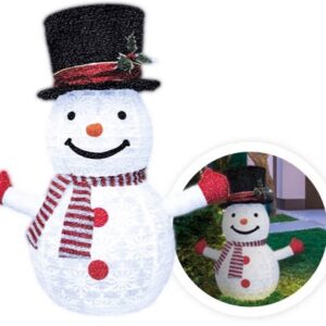 Boneco de Neve Dobr?vel 40 LEDs Branco Frio 6000K c/ 8 Fun??es de Luz (700mm) - GSC