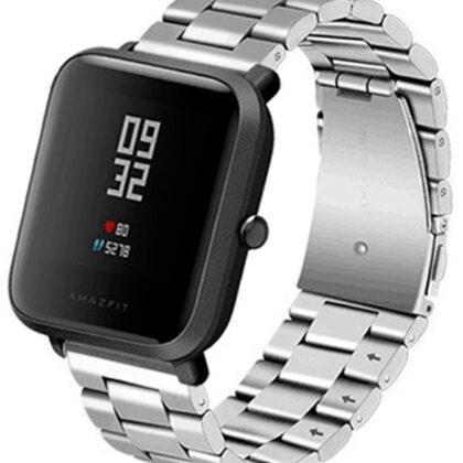 Correia Metática Elos (Prateado) p/ Xiaomi Amazfit GTS/Bip/Bip Lite/ GTR 42mm/Ticwatch/Huawei/Samsun