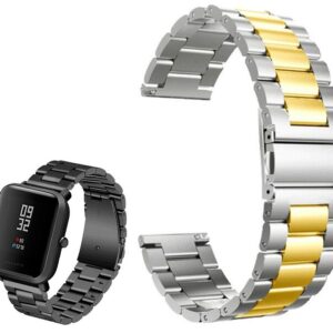 Correia Met. Dual Elos (Dourado) p/ Xiaomi Amazfit GTS/Bip/Bip Lite/ GTR 42mm/Ticwatch/Huawei/Samsun