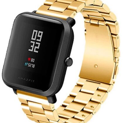 Correia Metálica Elos (Dourado) p/ Xiaomi Amazfit GTS/Bip/Bip Lite/GTR 42mm/Ticwatch/Huawei/Samsung/