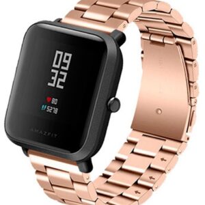 Correia Met. Elos (Rosa Dourado) p/ Xiaomi Amazfit GTS/Bip/Bip Lite/GTR 42mm/Ticwatch/Huawei/Samsung