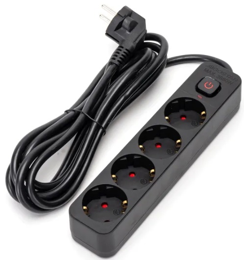 Extensão Quadrupla c/ Interruptor (3 mts) - Preto