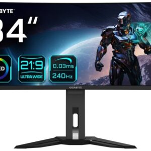 Monitor Gaming Curvo OLED 34 MO34WQC2 Ultra Wide Quad HD 240Hz FreeSync Premium (Preto) - GIGABYTE