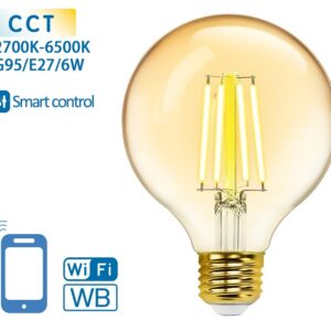 Lâmpada LED Inteligente E27 G95 Filamento Smart Wi-Fi 220V 6W 2700K ~ 6500K 806Lm (Âmbar)