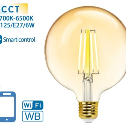 Lâmpada LED Inteligente E27 G125 Filamento Smart Wi-Fi 220V 6W 2700K ~ 6500K 806Lm (Âmbar)