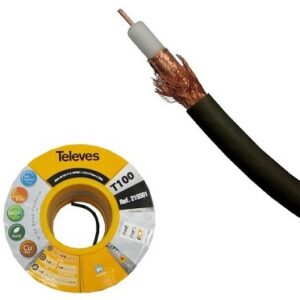 Bobine Cabo Coaxial Cobre ITED2 Preto Ø6mm p/ Exterior (100 mts) - TELEVES 215501