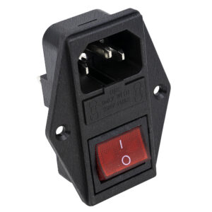 Base de Corrente Tripolar 16A 250V c/ Porta Fusivel + Interruptor