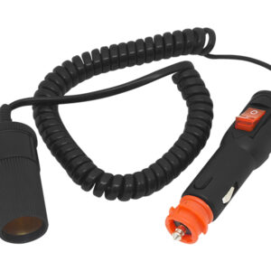 Cabo Extens?o Espiral Ficha Isqueiro Macho c/ Interruptor - Ficha Isqueiro Femea (55 - 180 cm)