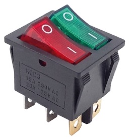 Interruptor Duplo Verde/Vermelho c/ Ilumina??o (20A 125VAC 15A 250VAC 35A 12VDC)