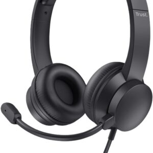 Auscultadores Headset HS-150 c/ Fios Jack 3.5mm (Preto) - TRUST