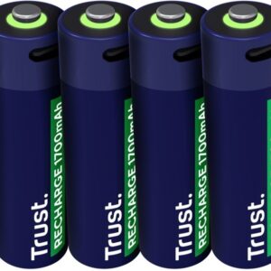 Blister 4x Pilhas Recarreg?veis AA 1700mAh c/ Carregamento por USB-C - TRUST