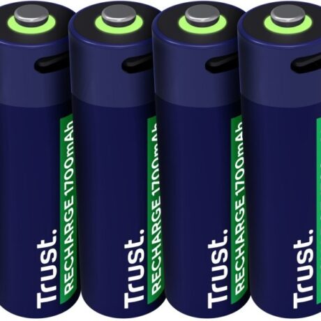 Blister 4x Pilhas Recarregáveis AA 1700mAh c/ Carregamento por USB-C - TRUST
