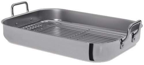 Tabuleiro c/ Asas e Grelha 36x27cm (Aço Inoxidável) - SILAMPOS