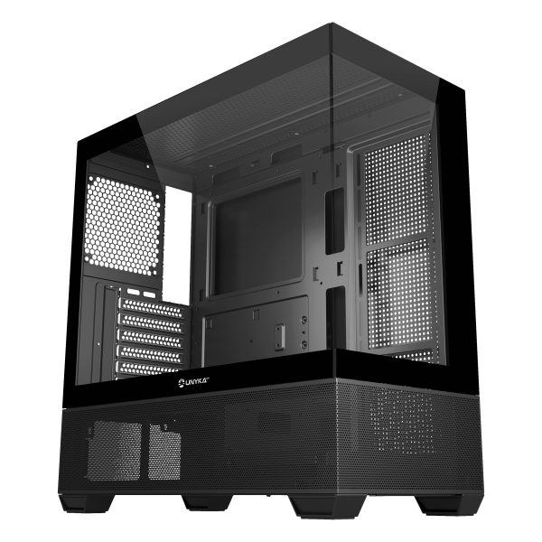 Caixa ATX Unykach Revelat Black Frontal e Lateral de Vidro Temperado USB-A 3.0 USB-C e Áudio HD - Suporta Refrigeração Liquida