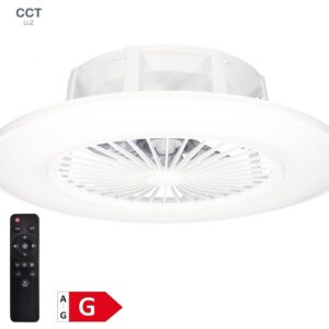 Ventoinha de Teto Ø56cm c/ Iluminação LED CCT Regulável c/ Comando (Branco) - GSC