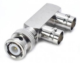 Ficha Adaptadora BNC Macho - 2x BNC Femea