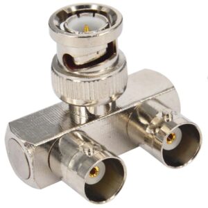 Ficha Adaptadora BNC Macho - 2x BNC Femea