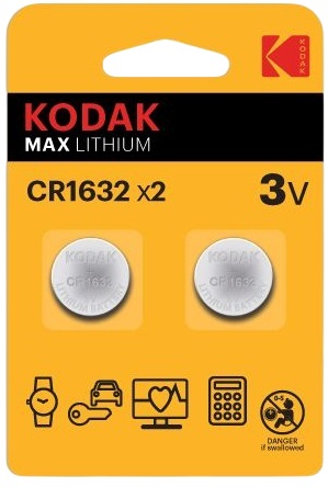 Blister 2 Pilhas Lithium 3V CR1632 - KODAK