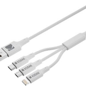 Cabo USB-A Macho 3-EM-1 USB-C / Micro-USB / Lightning Macho (1 metro) - KODAK
