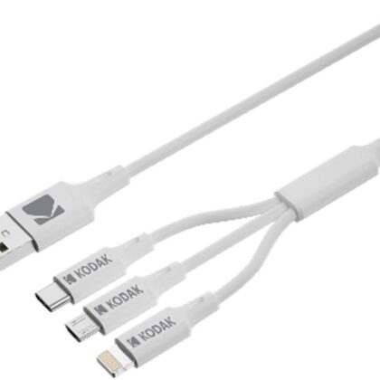 Cabo USB-A Macho 3-EM-1 USB-C / Micro-USB / Lightning Macho (1 metro) - KODAK