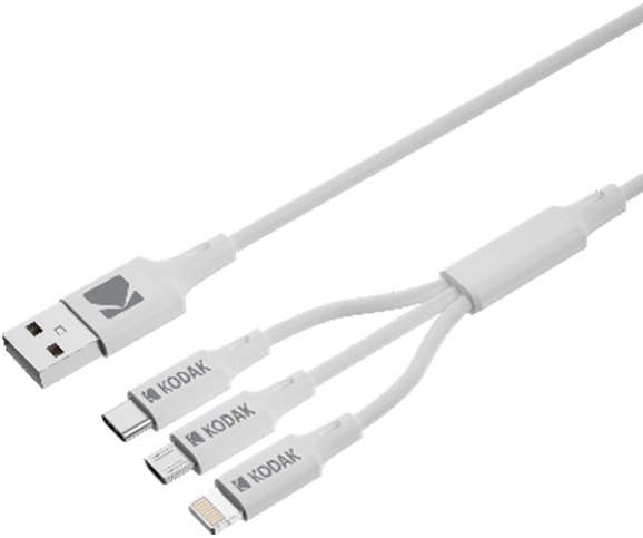Cabo USB-A Macho 3-EM-1 USB-C / Micro-USB / Lightning Macho (1 metro) - KODAK