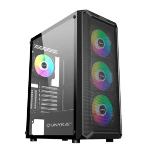 Caixa ATX Unykach Armor 3Gen – Lateral de Vidro Temperado – 4 Ventoinhas 120mm ARGB – Suporta Watercolling