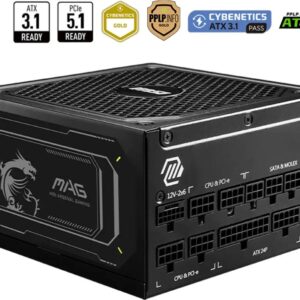 Fonte de Alimentação ATX MAG A1000GL PCIE5 II 1000W ATX 3.1/PCIe 5.1 80 Plus Gold Full Modular - MSI