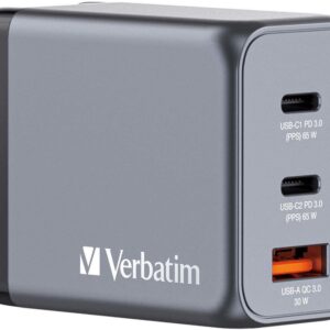 Carregador USB GNC-65 GaN 65W 2x USB-C + 1x USB-A - VERBATIM