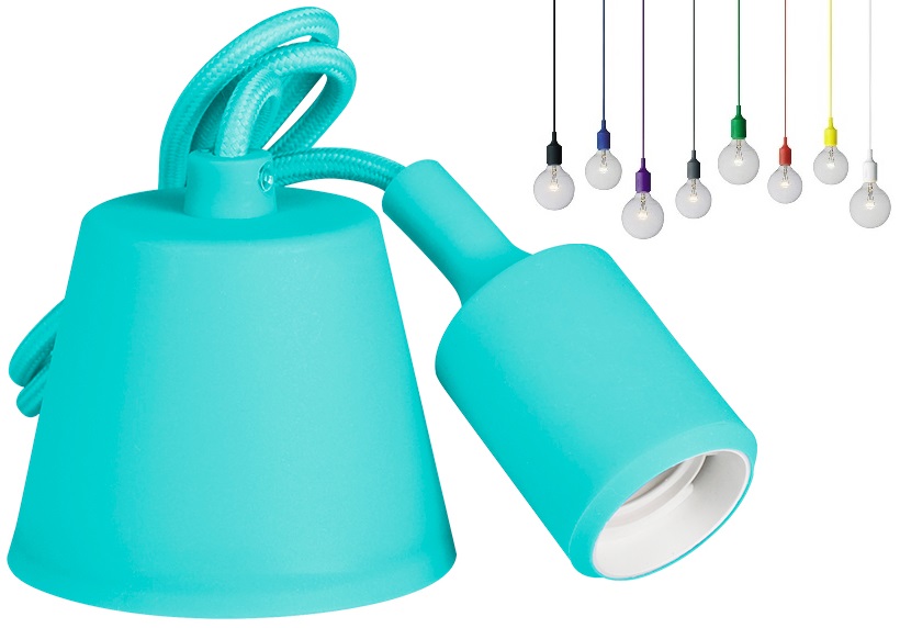 Suporte de Lampada E27 em Suspensão Silicone Azul (1 metro)