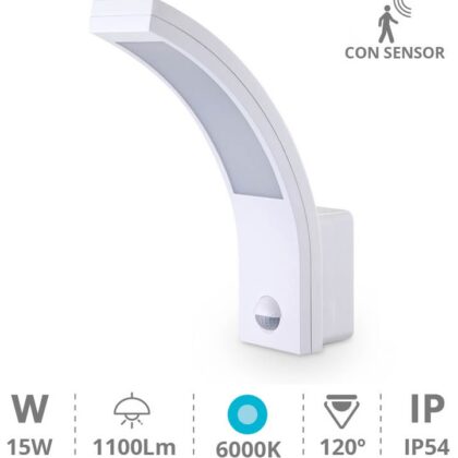 Candeeiro Interior/Exterior LED 15W 6000K 1200Lm c/ Sensor Movimento PIR (IP54) - GSC