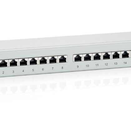 Patch Panel EQUIP Cat.6 16-Port 19 Inch 1U light-grey, shielded - 326316