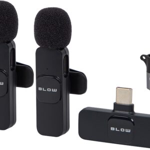 Pack 2x Microfones de Lapela s/ Fios USB-C e Lightning p/ Smartphone/Tablet (Preto) - BLOW