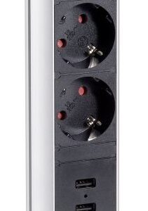 Extensão Tripla + 2x Portas USB Oculta POP-UP p/ Secretárias - EQUIP
