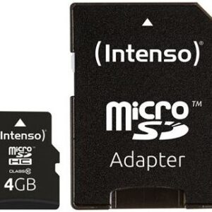 Cartão de Memória 4GB microSDHC Class 10 + Adaptador - INTENSO