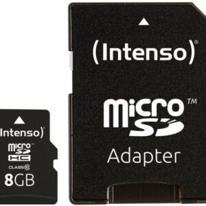 Cartão de Memória 8GB microSDHC Class 10 + Adaptador - INTENSO