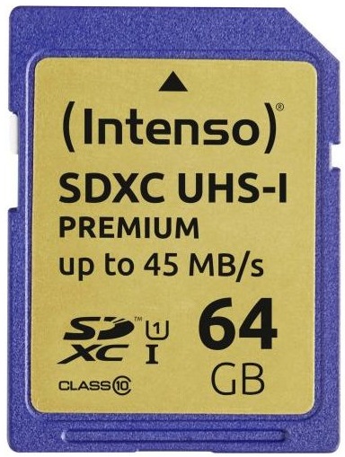 Cartão de Memória 64GB SDHC Premium Class10 UHS-I - INTENSO