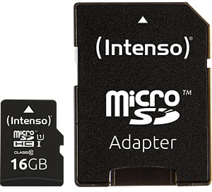 Cartão de Memória 16GB UHS-I Premium Class 10 + Adaptador - INTENSO