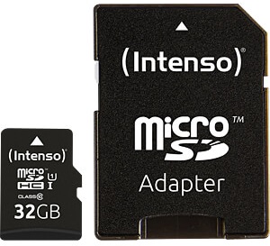 Cart?o de Mem?ria 32GB UHS-I Premium Class 10 + Adaptador - INTENSO