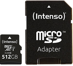 Cartão de Memória 512GB UHS-I Premium Class 10 + Adaptador - INTENSO