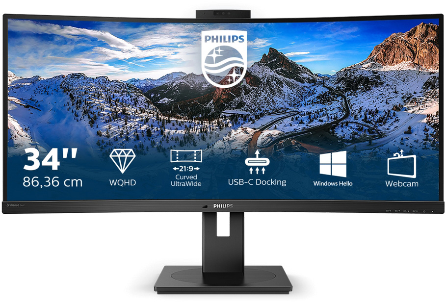 Monitor Curvo UltraWide P Line LED 34 346P1CRH/00 Quad HD (Preto) - PHILIPS