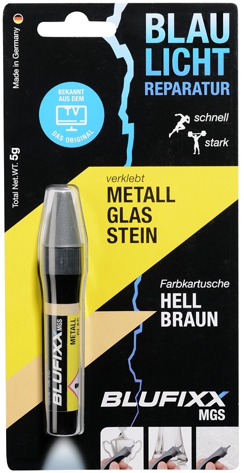 Recarga de Cola Reparadora Metal, Vidro e Pedra (MGS) Castanho Claro 5g - BLUFIXX