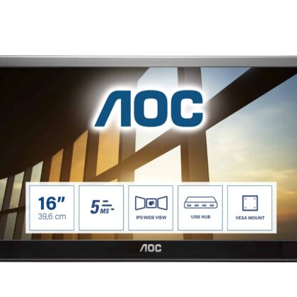 Monitor Portátil AOC I1659FWUX 16" (15.6" visível) Full HD (1080p) @ 60 Hz IPS USB Preto