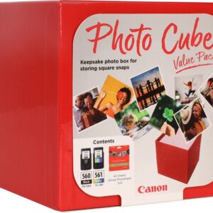 Photo Cube c/ PG-560 + Tinteiros CL-561 + Papel Fotográfico Plus Glossy PP-201 (40 Folhas) - CANON