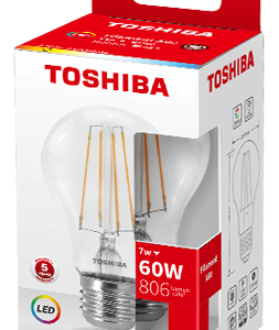 Lâmpada LED E27 A60 Filamento 7W Branco Q. 2700K 806Lm - TOSHIBA