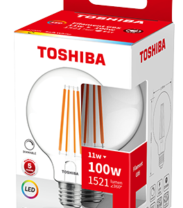 L?mpada LED E27 G95 Filamento 11W Branco Q. 2700K 1521Lm - TOSHIBA