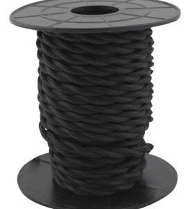 Bobine Cabo El?ctrico T?xtil Tran?ado 2x 0,75mm Preto (10 mts) - GSC