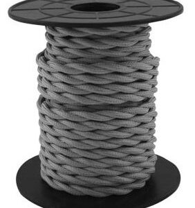 Bobine Cabo El?ctrico T?xtil Tran?ado 2x 0,75mm Cinza Escuro (10 mts) - GSC